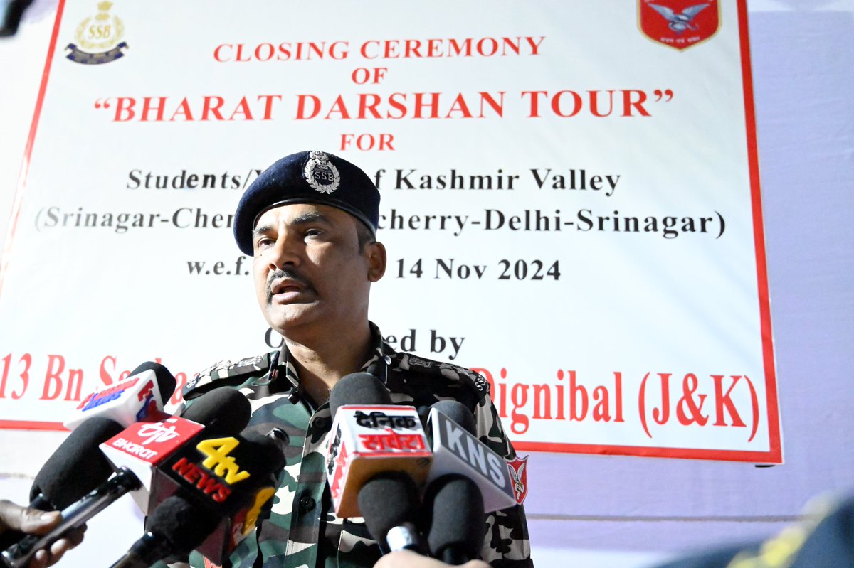 07 days #bharat_darshan_tour  w.e.f. 08.11.2024 to 14.11.2024 for 25 Kashmiri Youths to visit Srinagar-Chennai-Puducherry-Delhi organized by 13 Bn SSB, Dignibal, concluded today on 14.11.2024 at Bn HQR.