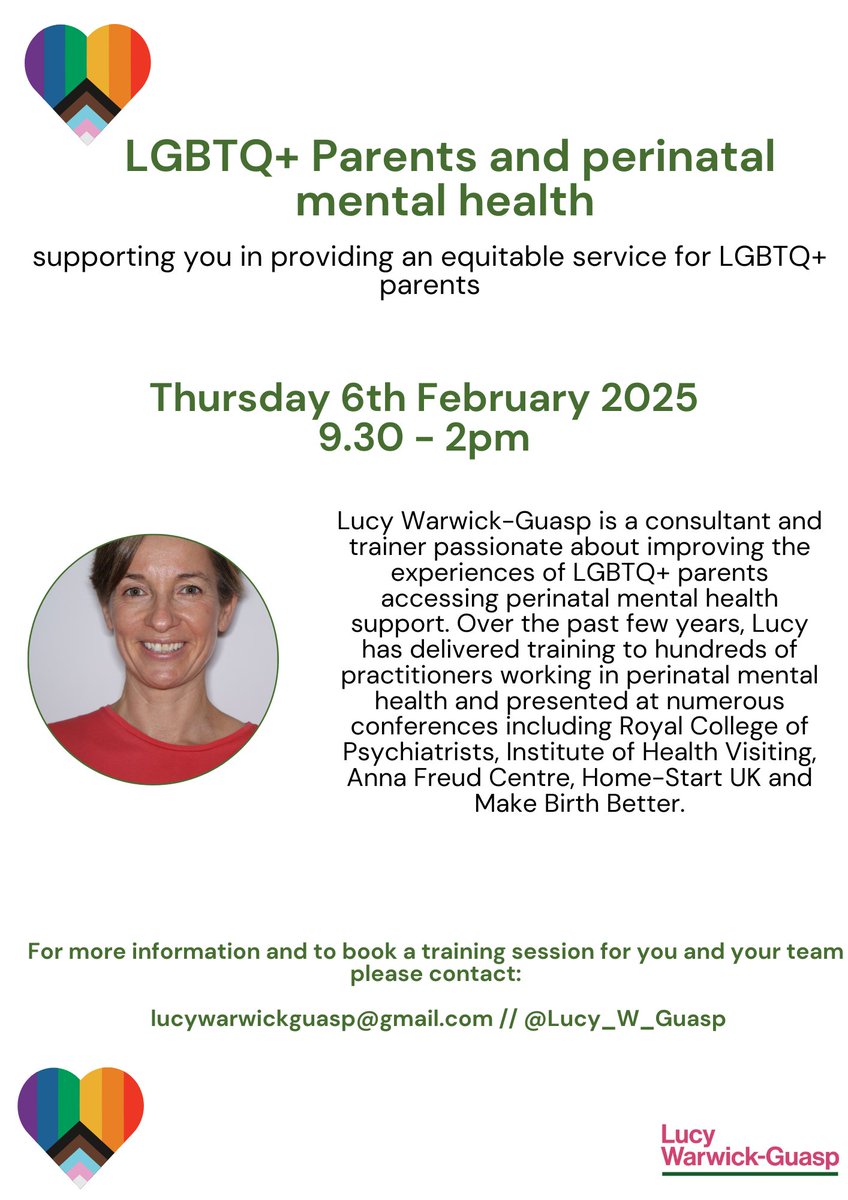 After a very successful #PNMH &amp; #LGBTQ parents training session yesterday, I am happy to share the next date for those working with families experiencing #PNMH to ensure their services are inclusive of all families.  Contact me if you'd like to attend on 6th Feb 2024 🌈🏳️‍⚧️
