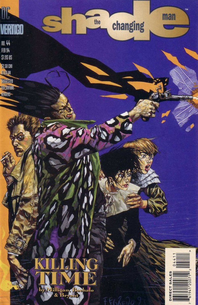 A double bullet to the head from late ‘93… found this pic of the covers I painted for Shade the Changing Man #44. I painted guest star John Constantine firing a musket, had to do over as it was decided it was out of character our little Hellblazer to play with guns.
