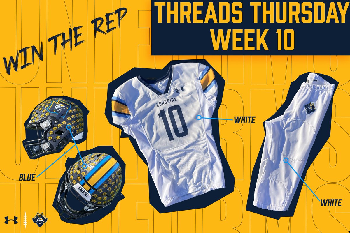 CorsairFootball's tweet photo. We’re on the road for our last regular season game this Saturday, when we head up to @PlymouthState for a noon kick off. It’s back to the ⚪️⚪️🥶 for our final @MASCACsports showdown!
#ThreadsThursday|#WinTheRep🏴☠️ https://t.co/Ev5L47OgBG