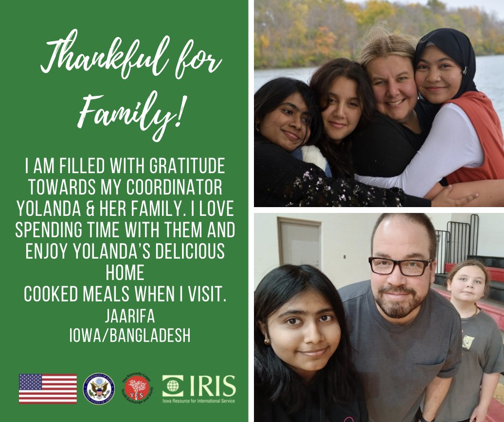 🍂 This holiday season, Jaarifa is expressing her gratitude for her family here in Iowa. She’s formed a bond with her local coordinator, Yolanda, and loves sharing delicious home-cooked meals during her visits. There’s truly nothing like the comfort of a home-cooked meal! ❤️