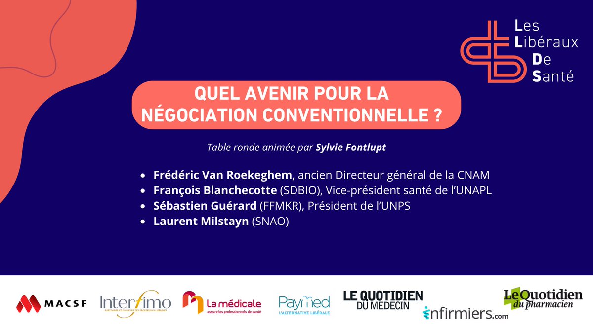 LiberauxDeSante's tweet photo. 🤝 Quel avenir pour la négociation conventionnelle ? 

C’est le sujet de la 2e table ronde organisée par les #LDS avec Frédéric Van Roekeghem @BLANCHECOTTE @SbastienGUERAR2 @LaurentMilstayn https://t.co/Yv7VHmdRy9