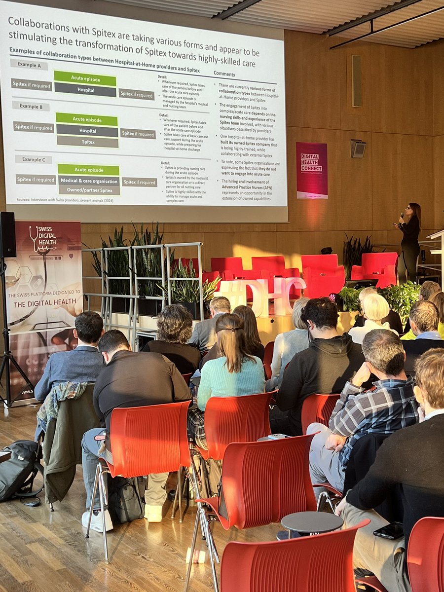 Laura Treccani from the #SASH is sharing an overview of the Hospital-at-Home #model development and implementation in #Switzerland. 
She gives a reflection on the main issues to be considered in order to promote the long-term #implementation of this concept.