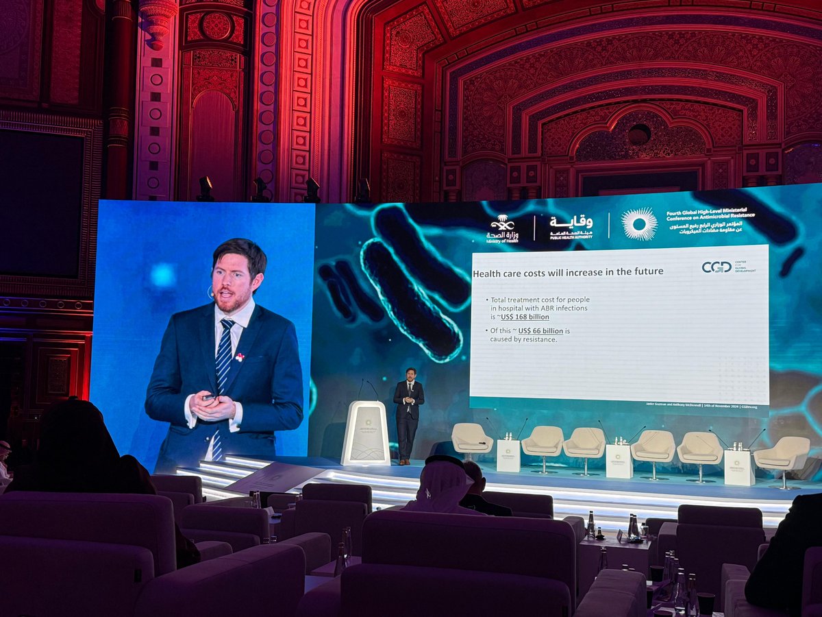 Delighted to be given the opportunity to speak at the 4th ministerial meeting on AMR. Where I outlined our research that estimates that there's 28:1 return on investment for treatments to combat resistance.

You can find more info from our report here cgdev.org/sites/default/…