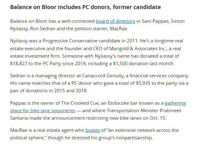 TDotResident's tweet photo. #ONpoli 

Big PC donors got the bike lanes removed https://t.co/sSMCHIX54O
