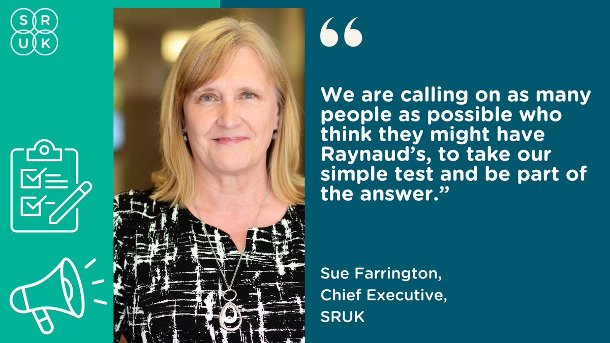 WeAreSRUK's tweet photo. Spare 60 secs to take @WeAreSRUK's online Raynaud's symptom test. 

See if you could have Raynaud's and #BePartOfTheAnswer in helping unlock potential breakthroughs in diagnosis and treatment for debilitating autoimmune conditions like scleroderma: https://t.co/S1u8oTbBbx https://t.co/hanxKDND3N