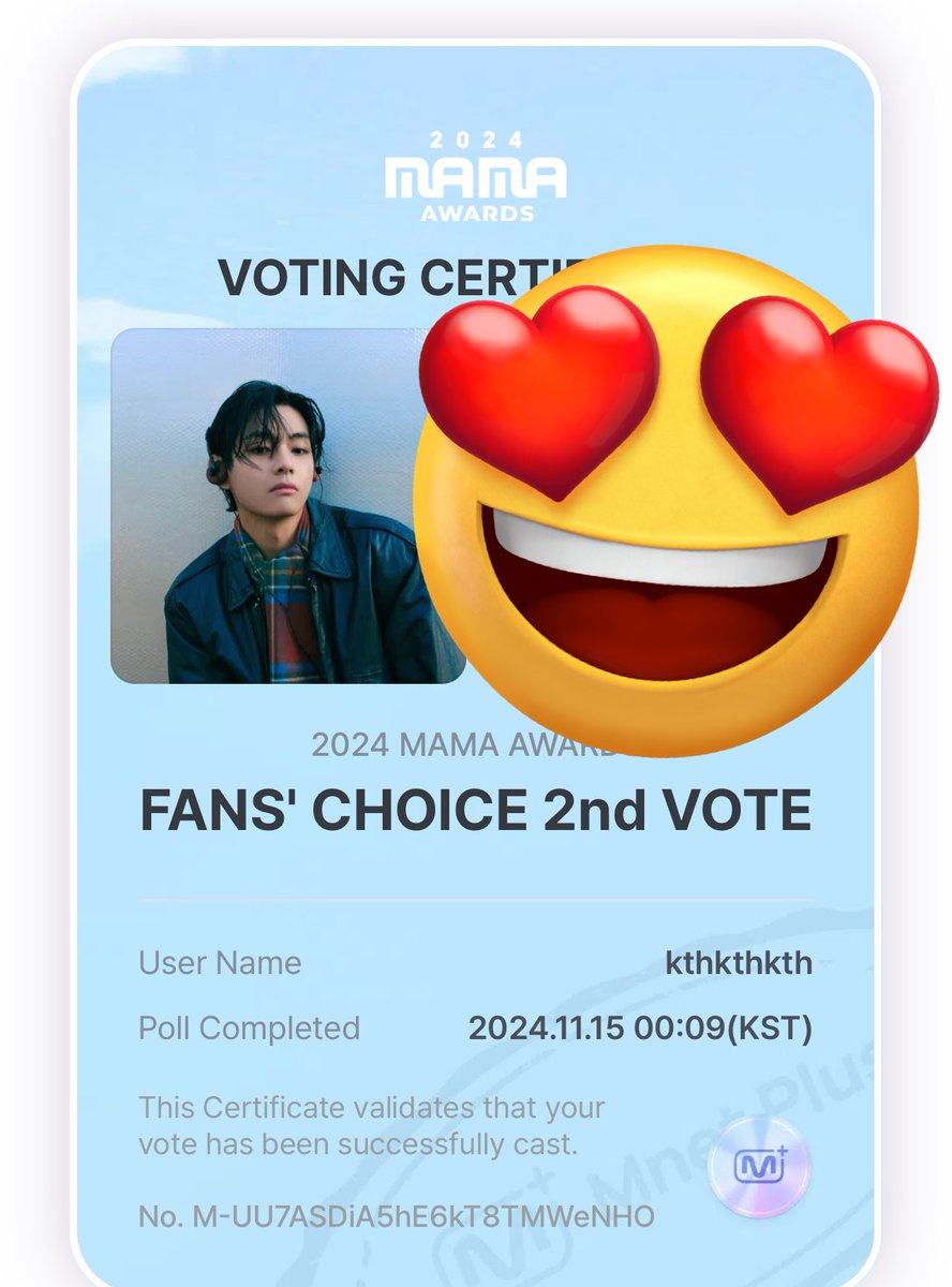 Today is the last day to vote! Focus on it and take part in to at least secure our Top 3 🚨

I voted for #V at #2024MAMAVOTE