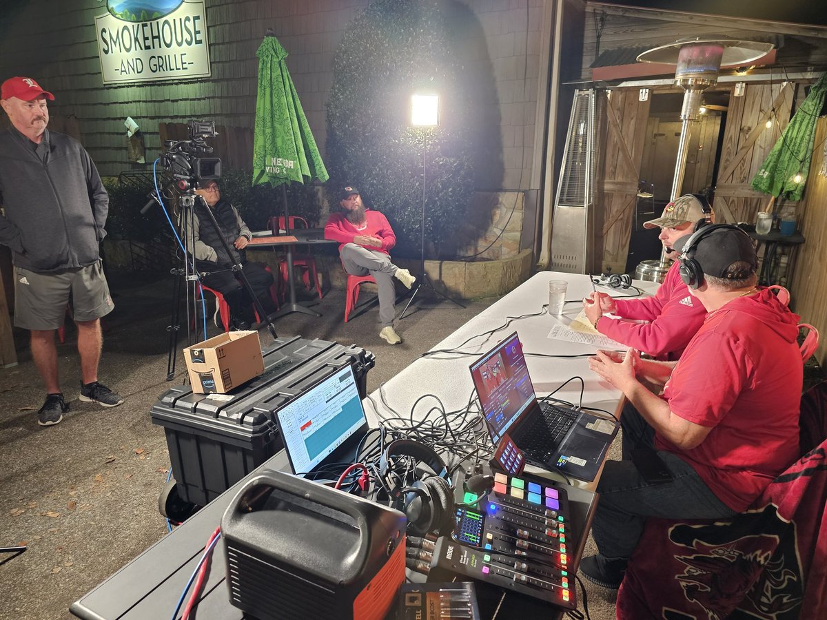RadioLHS's tweet image. Behind the scenes pictures of the @LandrumFootball Coaches Show with @CoachBridges22