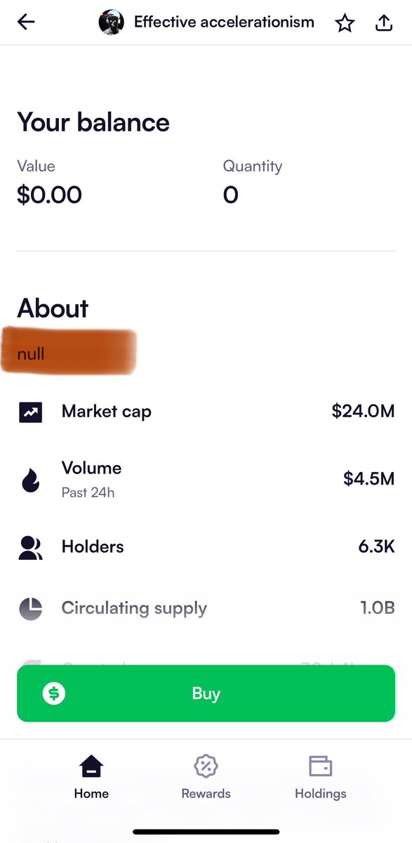 PutSomeRice's tweet photo. Dear @moonshot , 

I noticed there’s no information about Effective Accelerationism  $eacc in your app. It just says ‘null’ in “about” section.

Also, I believe e/acc would fit well in the AI category, so please consider adding it. 

@EaccOnSol https://t.co/jkwdd22bWB
