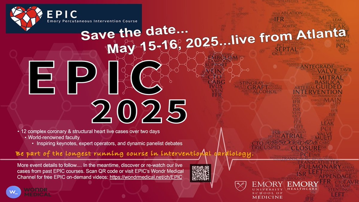 Get Ready for EPIC 2025 - Save the date.... May 15-16, 2025.  
More event details to follow.... In the meantime, discover or re-watch our live cases from past EPIC courses. Visit EPIC’s Wondr Medical Channel for free EPIC on-demand videos: wondrmedical.net/ch/EPIC