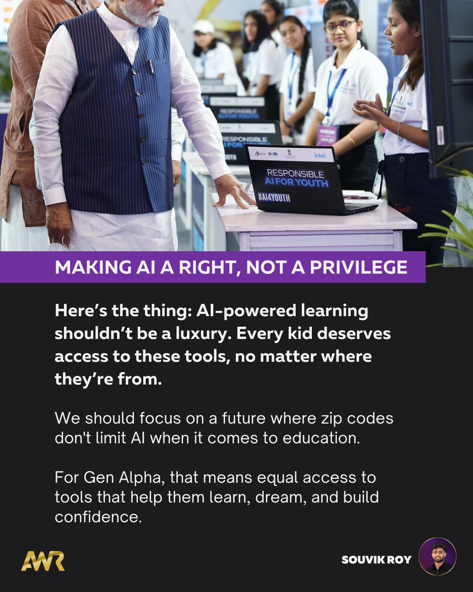 aiwithroy's tweet image. AI learning shouldn’t be a luxury. Let&apos;s work toward equal access for every child, no matter their zip code. 🌍🤖 

(8/n)

#EdTechEquity #AIForAll #GenAlpha
