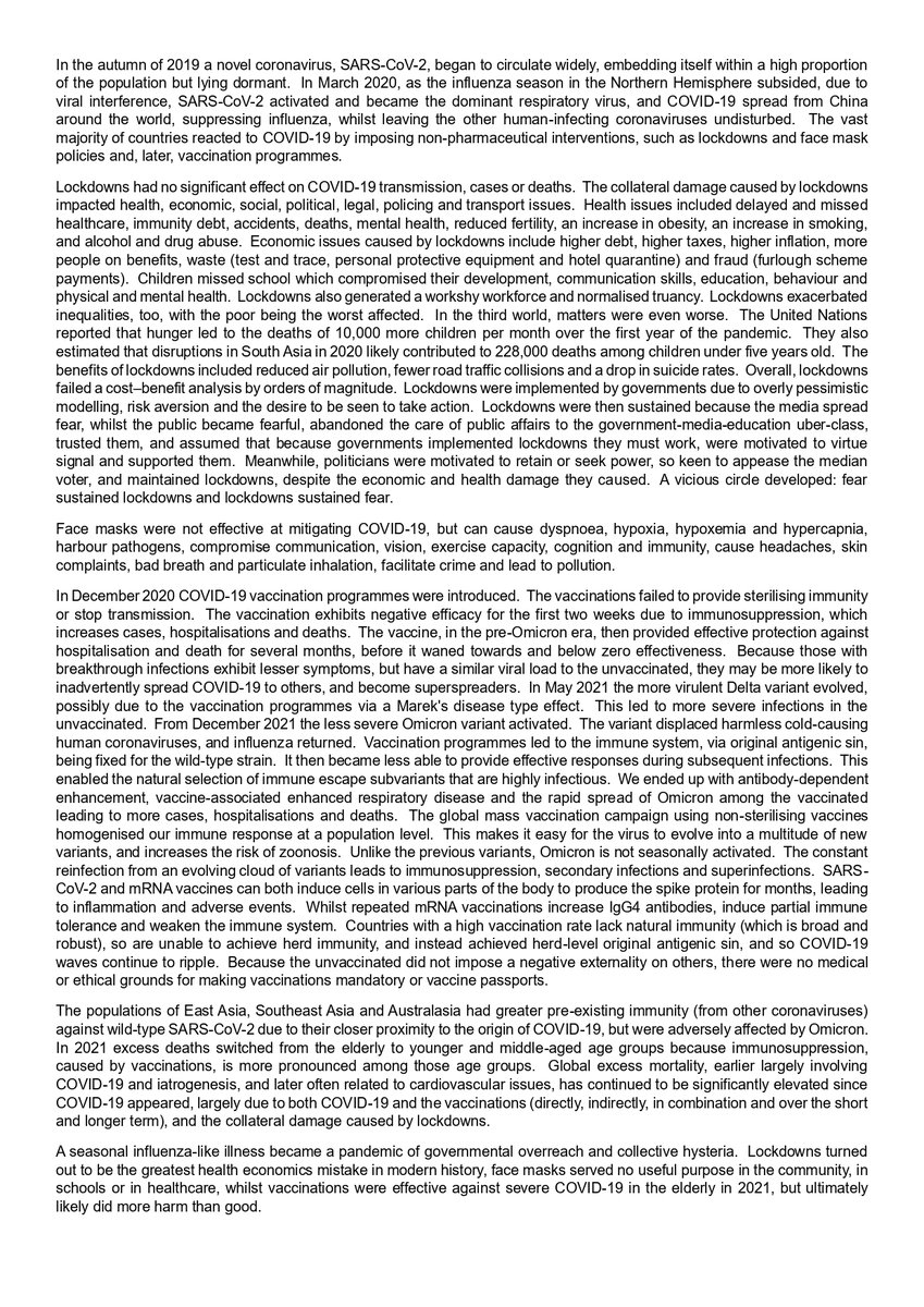 A 651-page paper on the effectiveness of lockdowns, face masks and vaccination programmes vis-à-vis mitigating COVID-19.
doi.org/10.13140/RG.2.…