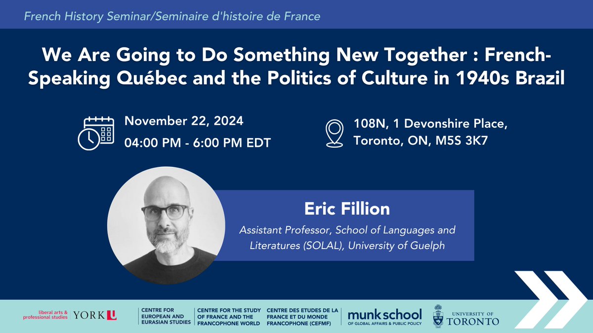 Join us on Nov 22, 4pm-6pm for a seminar with Eric Fillion. Register Here🔗uoft.me/b47
