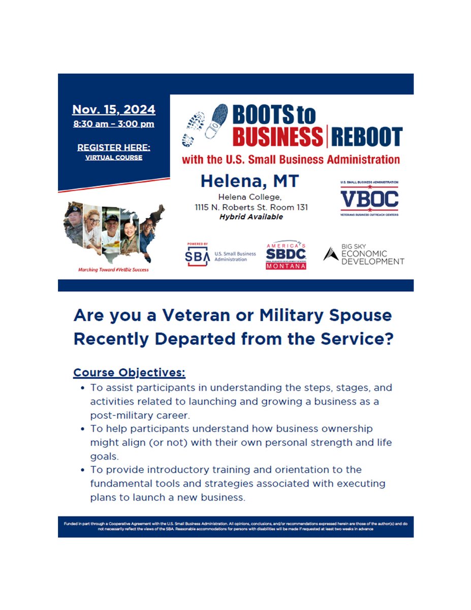 If you or your spouse are currently in the military,     transitioning out, or a veteran, you can become an entrepreneur.

Attend the event below to find out about small business resources available to help you launch your own business! #NVSBW #vetbiz