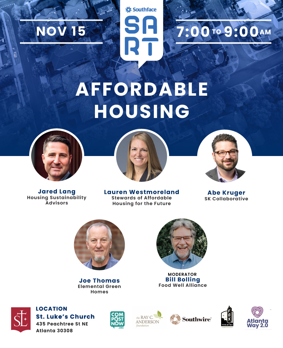 Don’t miss <a href="/lewestmoreland/">lauren westmoreland</a> at <a href="/SouthfaceInst/">Southface Institute</a>'s Sustainability in Action Roundtable on #AffordableHousing! She’ll discuss the synergy between sustainable building practices &amp; affordable housing, spotlighting innovative ways to create accessible &amp; eco-friendly living options.