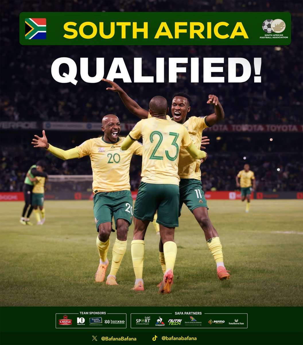 Bafana Bafana qualifies for AFCON!!!

#BafanaPride
#AfconQualifier