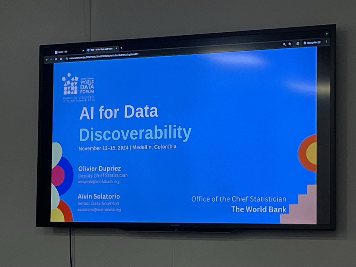 worldbankdata's tweet photo. At the @UNDataForum, Deputy Chief Statistician Olivier Dupriez &amp; Sr. Data Scientist Aivin Vicquierra led a session on AI &amp; data dissemination, featuring tools like DataLab for tax administrations and NLP for analyzing climate policy.

Follow &amp; join: https://t.co/kXWLlbtL7D #UNWDF https://t.co/Lex9tbUAGy