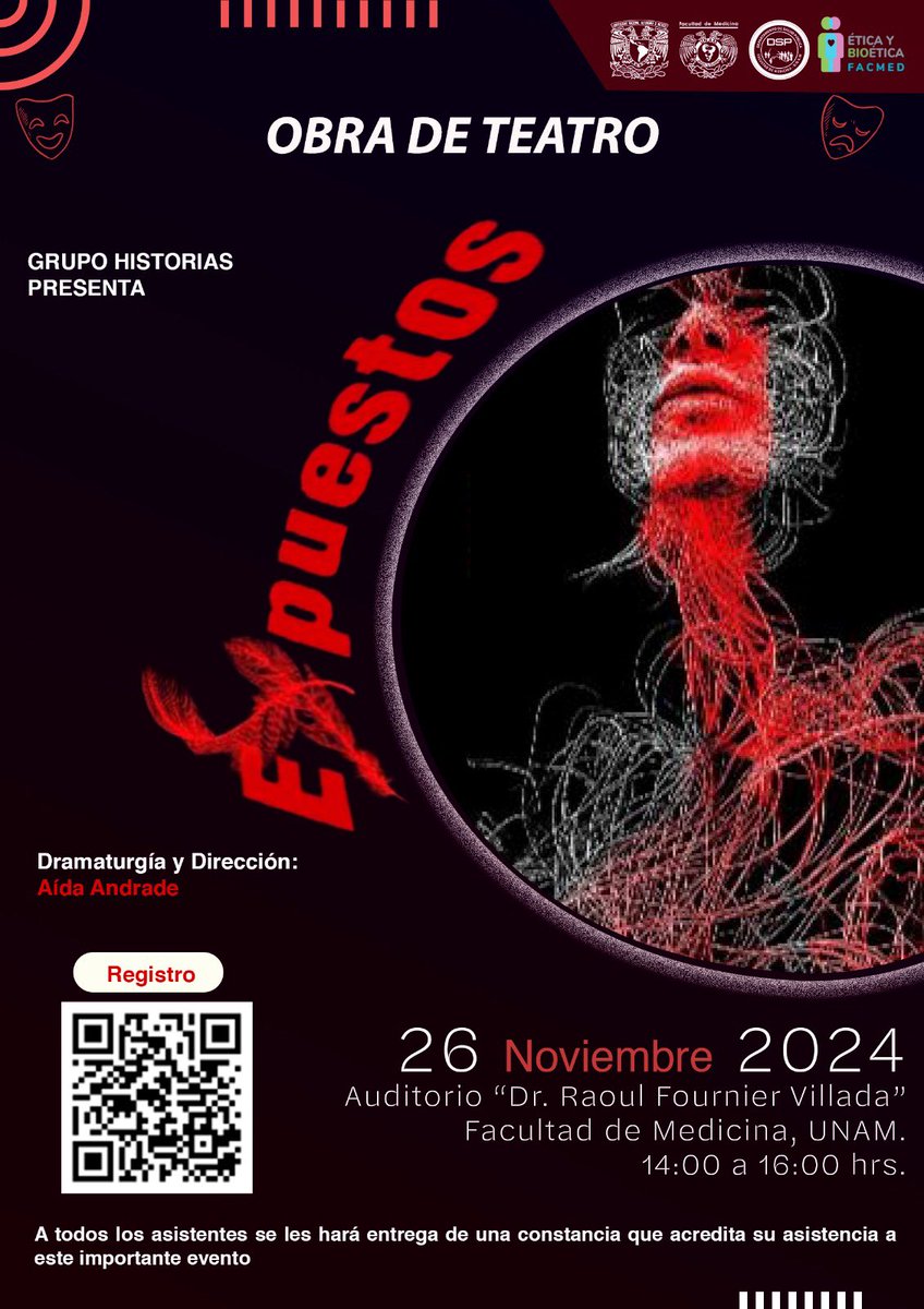 ¡No te pierdas la puesta en escena Expuestos el 26 de noviembre 2 pm en el auditorio Fournier! 🎭🎭