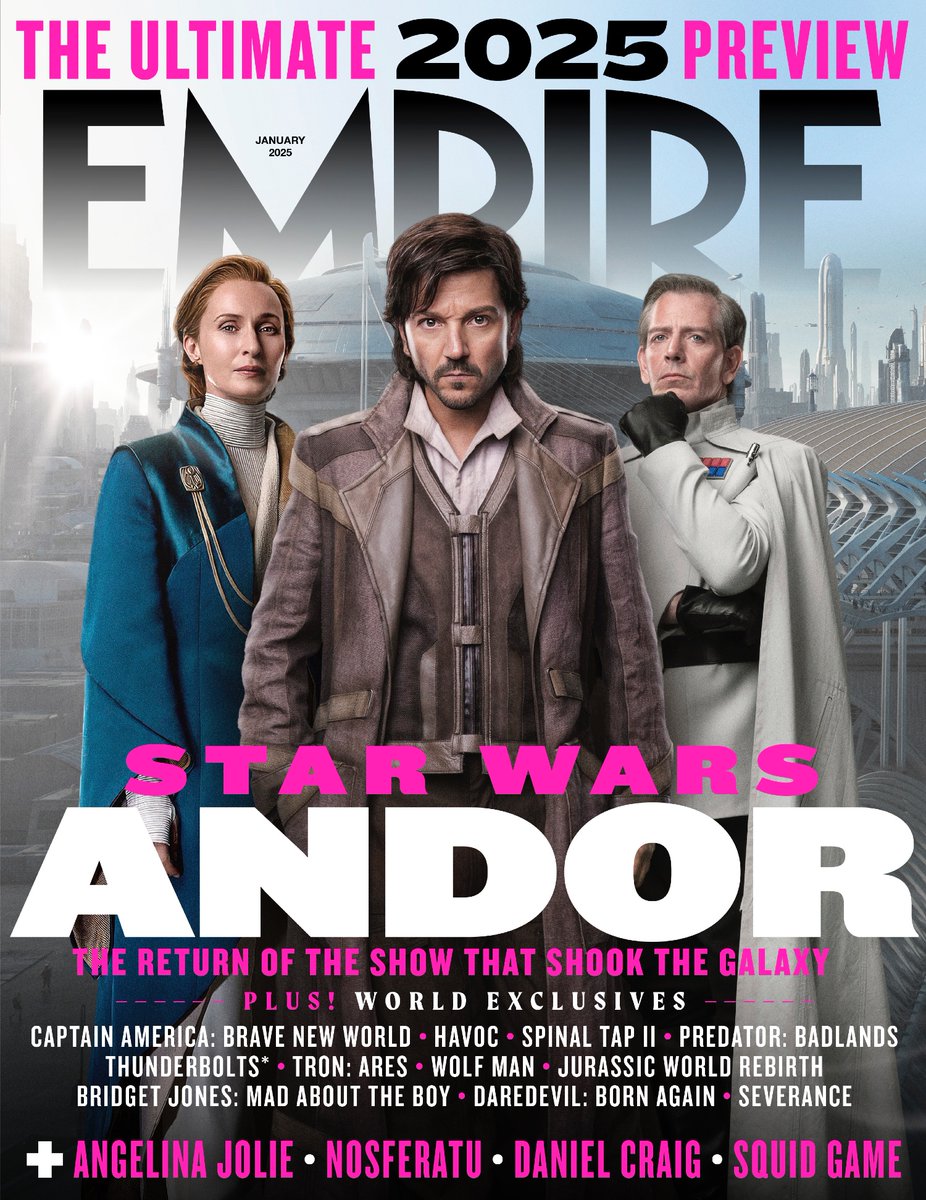 The rebellion rises. #Andor Season 2 leads Empire’s ultimate 2025 preview – including world-exclusive looks at Jurassic World Rebirth, Predator: Badlands, Tron: Ares, #DaredevilBornAgain, HAVOC, and much more.

On sale Thursday 21 November.

READ MORE: empireonline.com/tv/news/empire…