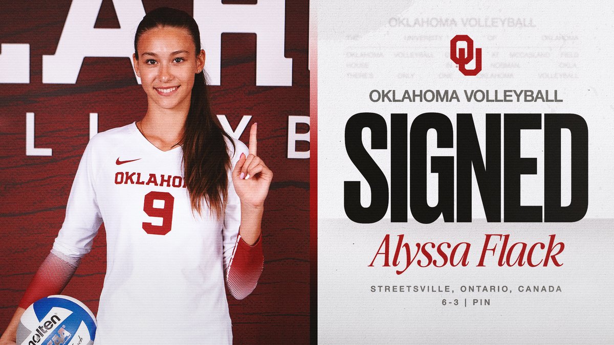OU_Volleyball's tweet image. Welcome to Norman, 𝘼𝙡𝙮𝙨𝙨𝙖 𝙁𝙡𝙖𝙘𝙠! ✍️

🏠 Streestsville, Ontario, Canada
🏐 Pin
⚪️ 2024 U19 Team Canada
🔴 2024 U17 Kyndryl All-Canadian Team
⚪️ 2024 U17 Grand Prix All-Star
🔴 2022 U15 National Champion