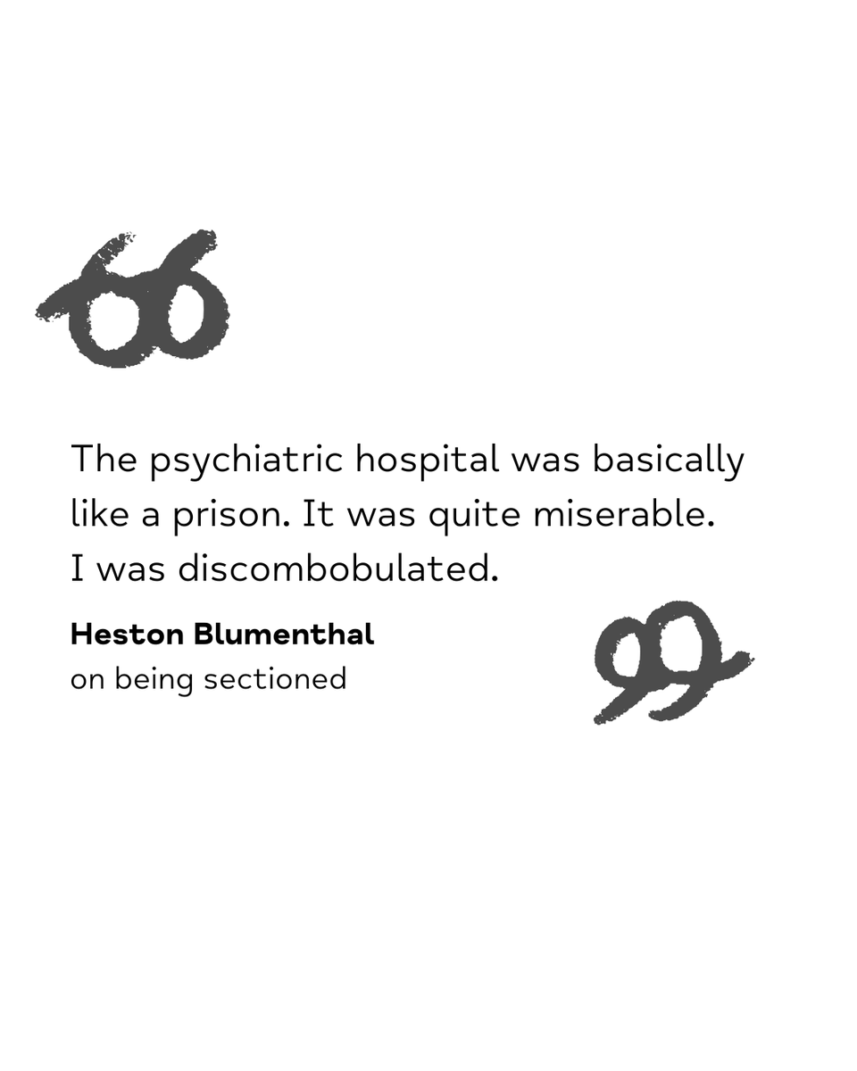 MindCharity's tweet photo. Thank you Heston Blumenthal for opening up about your experiences with bipolar disorder, mania, and being sectioned under the Mental Health Act. It takes a lot of courage to speak so openly about these experiences, but your bravery is inspiring to so many of us going through the same things.