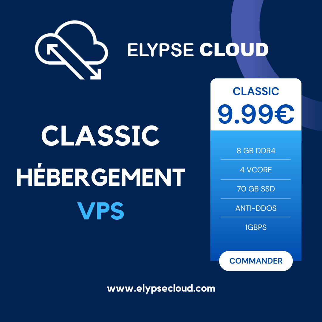 💻 Besoin d’un VPS performant ?

Découvrez notre offre VPS Classic à seulement 9,99€/mois ! 🔥

✨ CPU : 4 x vCore
✨ RAM : 8 Go DDR4
✨ Espace disque : 70 Go
🇫🇷 Localisation : France

👉 Contactez-nous pour en savoir plus ! 

🔗elypsecloud.com/vps-linux

#VPS #Hébergement