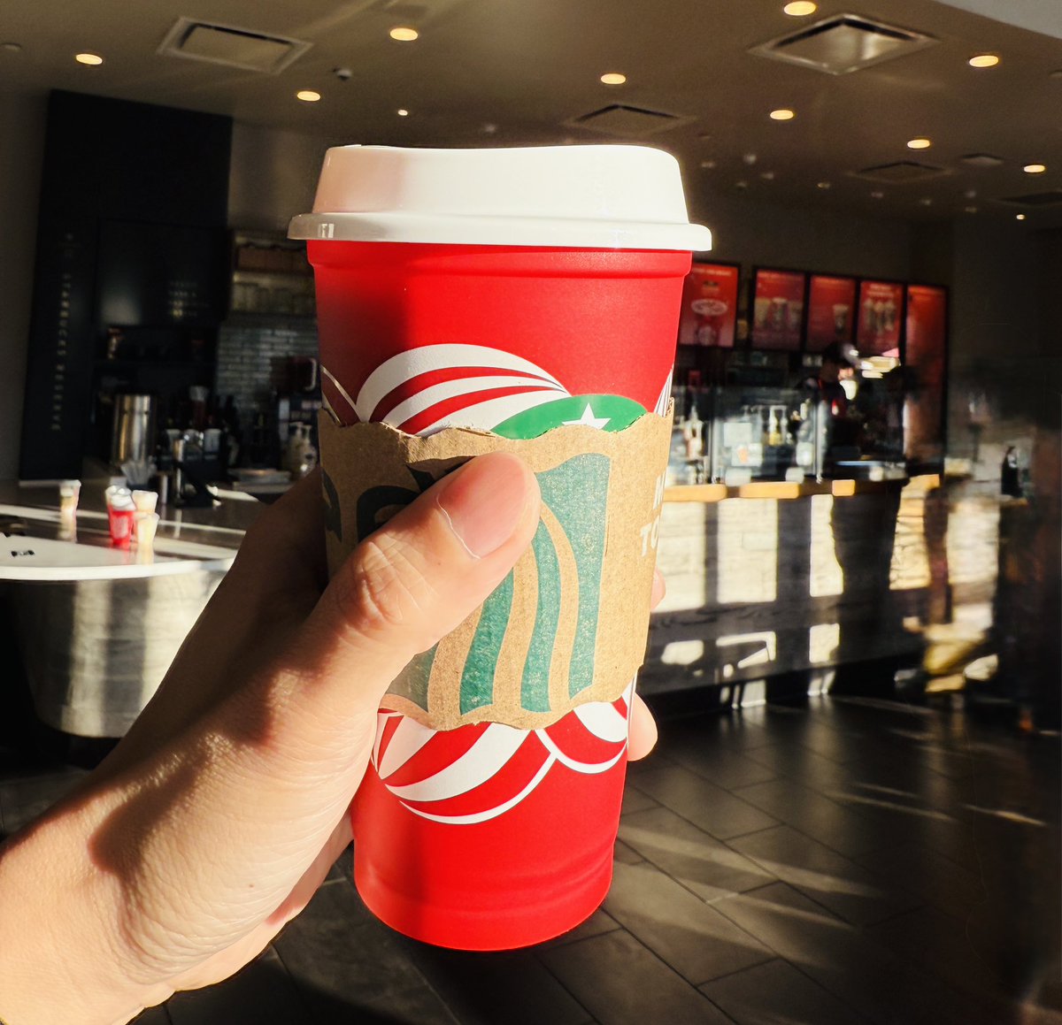 Got my free reusable limited edition Holiday red cup from Starbucks this morning