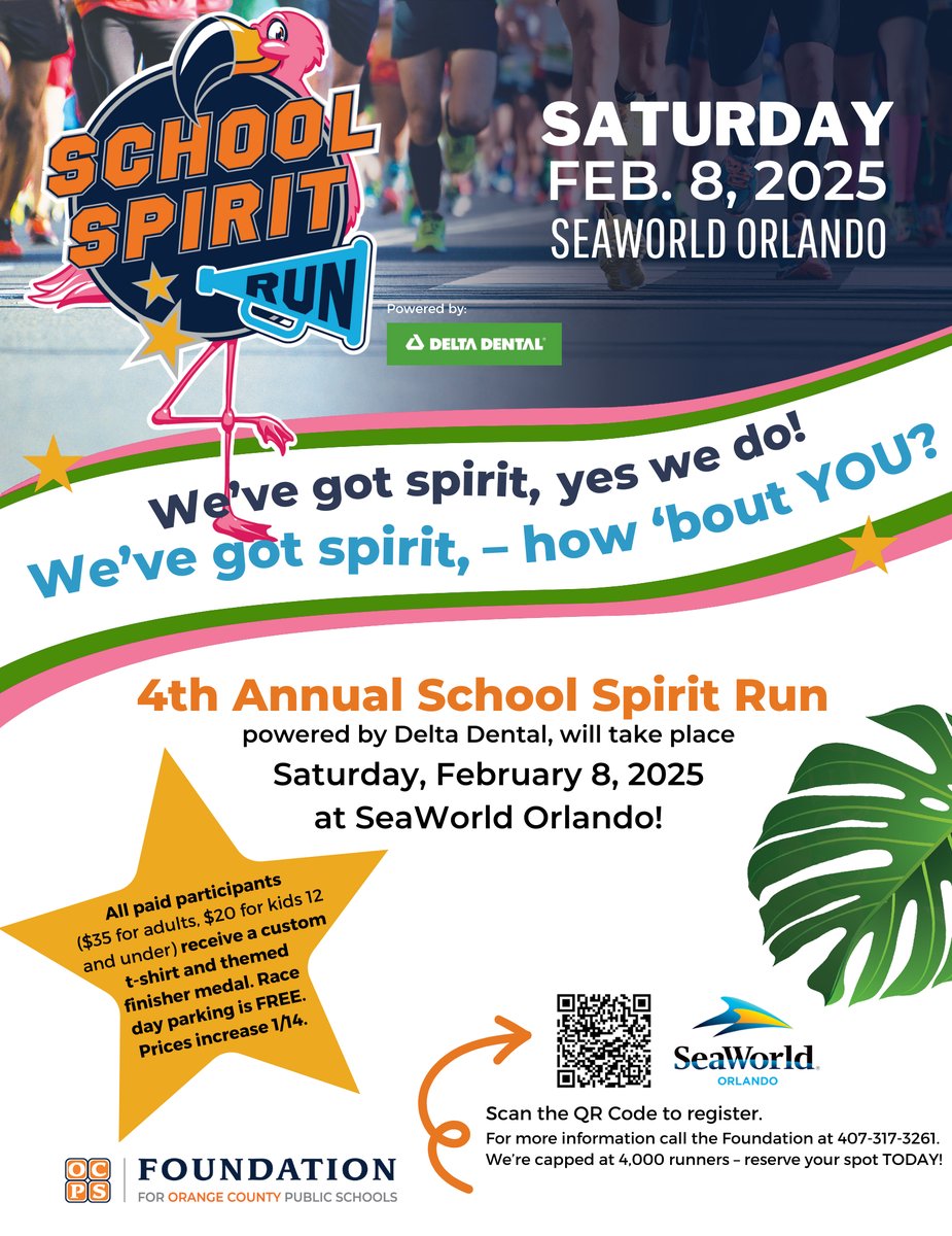 W.O. Wildcats! Join us for the OCP school spirit run 5K. Use the QR code to sign up. Select Whispering Oak Elementary and use the PW: wildcats (case sensitive) to join our team. All alumni, students, parents, siblings, teachers, and community members can join.