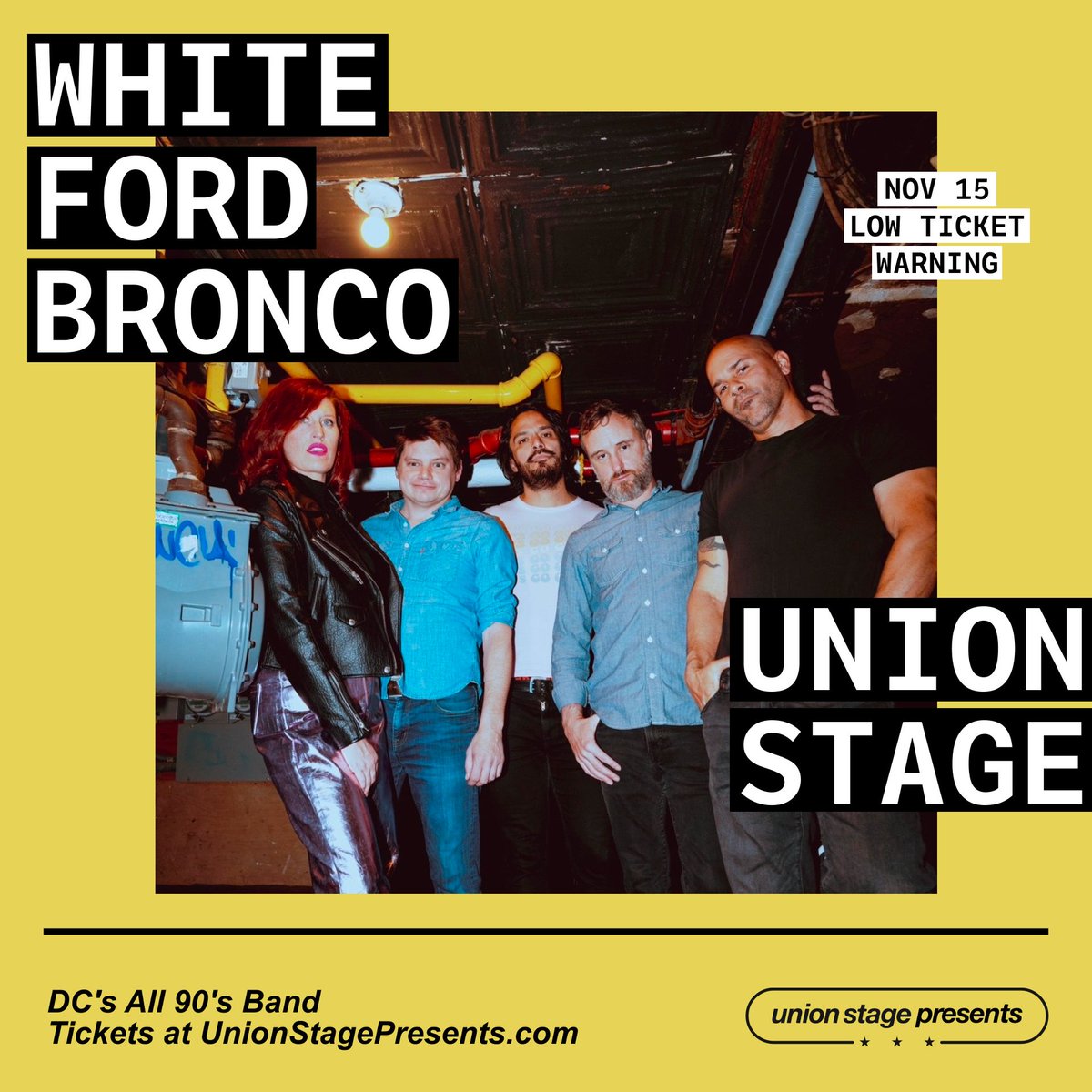 ❗LOW TICKET WARNING❗ Don't miss White Ford Bronco: DC's All 90s Band at Union Stage this Friday, November 15th! Relive the best of the '90s with all your favorite hits—tickets are going fast! Grab yours now before they're gone! 🔗 in our bio.