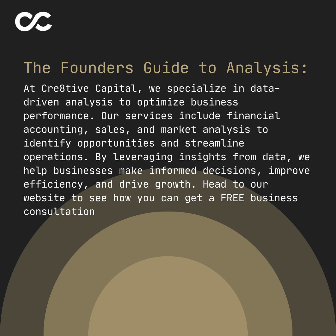 Cre8tiveCapital's tweet photo. We turn data into powerful insights. 📊 From financial modeling to market analysis, our team dives deep to uncover what drives your business forward. Ready to make informed decisions? Let’s talk! 💼✨ #BusinessAnalysis #DataDriven #Cre8tiveCapital https://t.co/XCAV7f3pxA