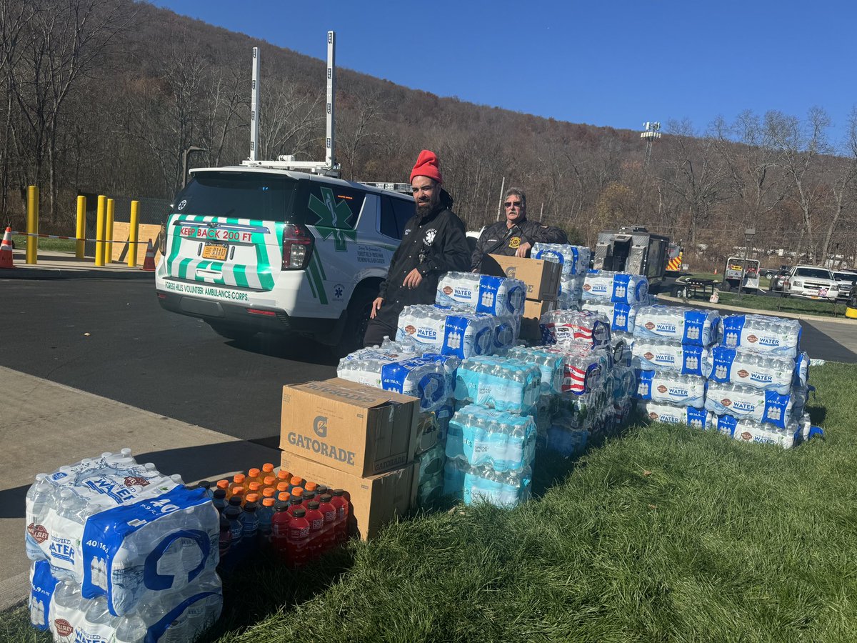 FHVAC donation of water to NJ Fire Operations battling difficult wildfires and rough terrain.