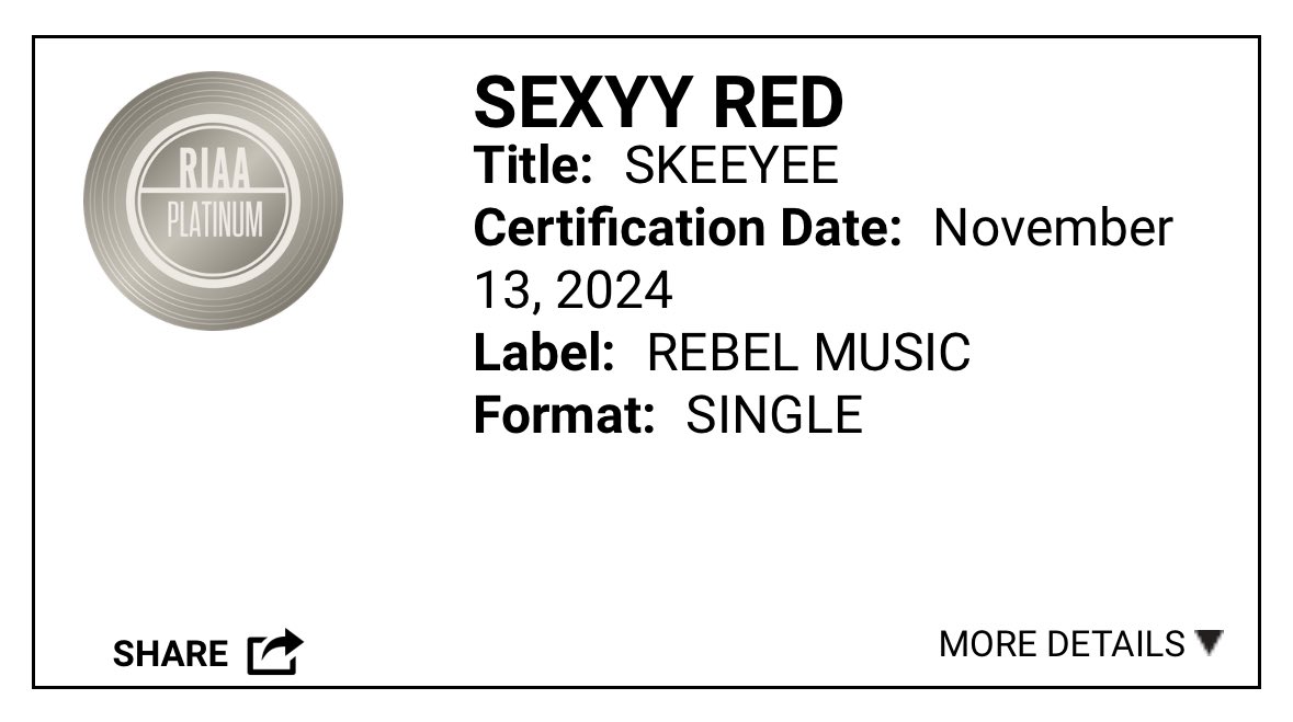New certification 🙏🏾. Another Platinum 💿 record.