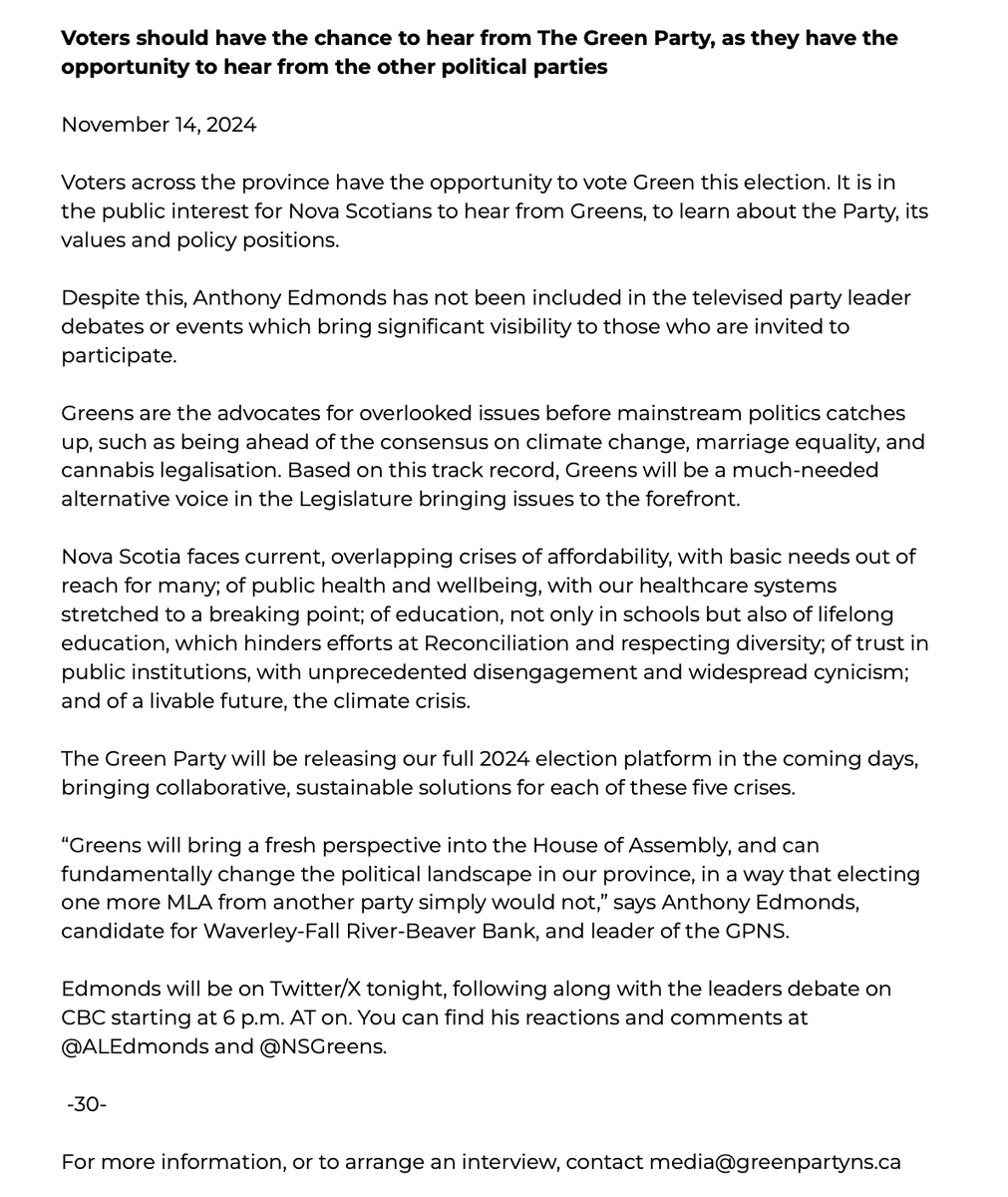 NSGreens's tweet image. We still want to have a voice present during the Debate this evening. Our Leader Anthony Edmonds will be live tweeting during the debate tonight @ALEdmonds on X. If you have any questions for Anthony, please tweet at this account!
