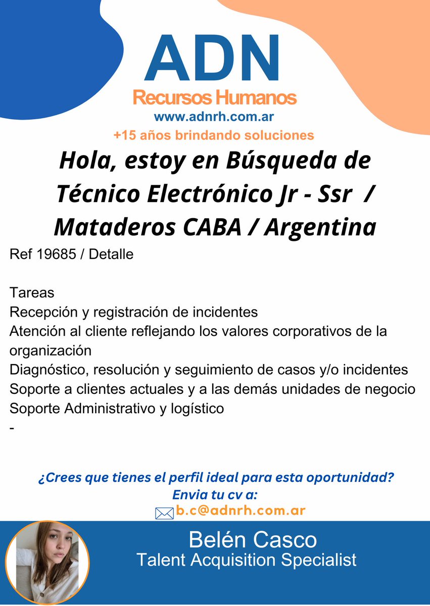 ADN Recursos Humanos - Búsqueda Laboral

adnrh.com.ar

#ADNrecursoshumanos #oportunidadlaboral #busquedalaboral #trabajo #recursoshumanos #buscotrabajo #empleo #oportunidadeslaborales #curriculum #reclutamiento #cv #busquedadetrabajo #Hiring #Argentina #Tecnologia