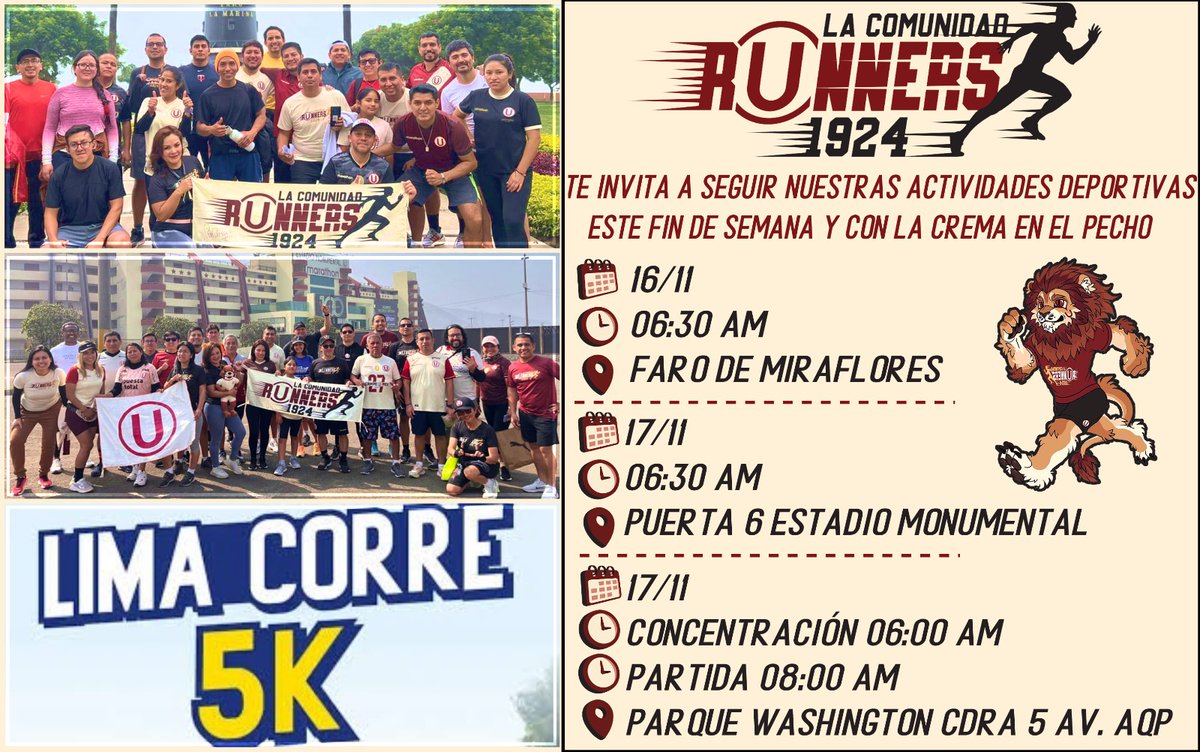 comurunners1924's tweet photo. 𝐋𝐚 𝐂𝐨𝐦𝐮𝐧𝐢𝐝𝐚𝐝 𝐑𝐮𝐧𝐧𝐞𝐫𝐬 𝟏𝟗𝟐𝟒 𝐭𝐞 𝐢𝐧𝐯𝐢𝐭𝐚 𝐞𝐬𝐭𝐞 𝐟𝐢𝐧 𝐝𝐞 𝐬𝐞𝐦𝐚𝐧𝐚 𝐚 𝐮𝐧 𝐭𝐫𝐨𝐭𝐞 𝐜𝐫𝐞𝐦𝐚 𝐞𝐧 𝐋𝐢𝐦𝐚 𝐲 𝐂𝐮𝐬𝐜𝐨 ! https://t.co/EHEnv3hyBH