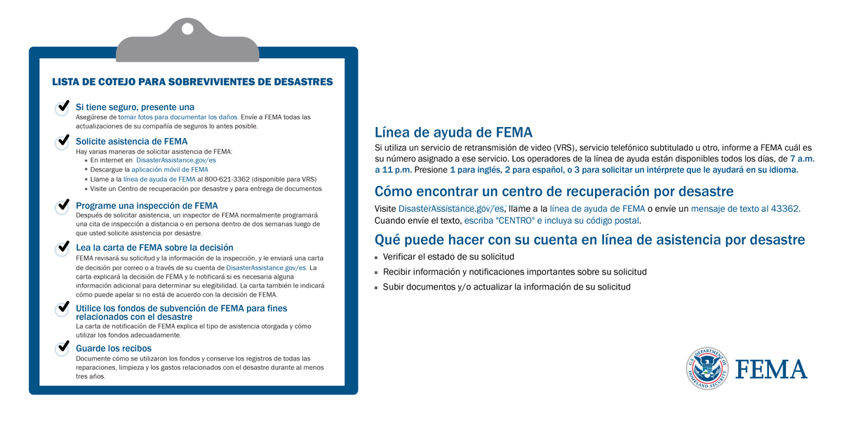 FEMAespanol's tweet photo. ¿Fuiste afectado por #Helene o #Milton?

Si te encuentras en uno de los condados designados, puedes solicitar asistencia por desastre. Llama al 800-621-3362 o visita https://t.co/YVrjRc9t6d.

Aquí tienes toda la información que necesitas saber para comenzar tu recuperación⤵️ https://t.co/9VmB38kpab