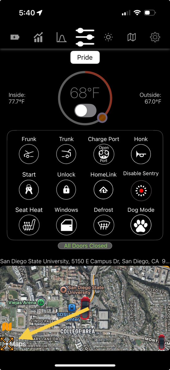StatsTeslaApp's tweet photo. You can see the 3D map around where your car is parked using Stats app (if Apple 3D map is available for that region) https://t.co/JSMJx5u2pe