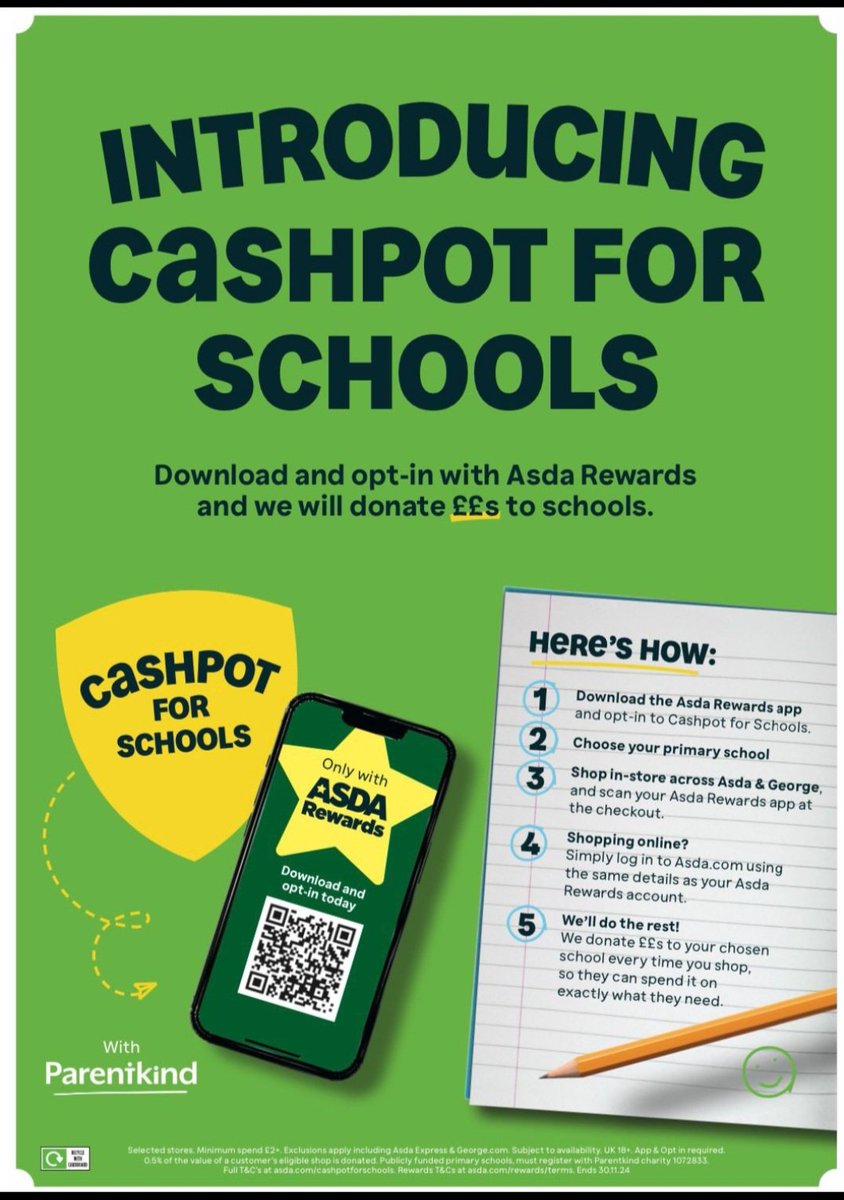 PFAPolegate's tweet image. Shop in Asda? Then sign up for Cashpot for Schools and through your shopping you can help raise money for @PolegateSchool