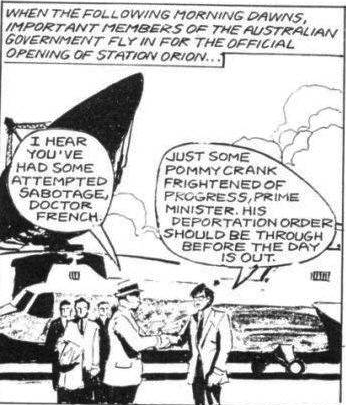 DWUDatabase's tweet photo. Because this is a #DoctorWho comic strip I am going to guess that the Doctor will turn out to be right. If I was the authorities however I would also be deporting the "pommy crank" #IsAnyoneThere https://t.co/wCjTeV7Xf8