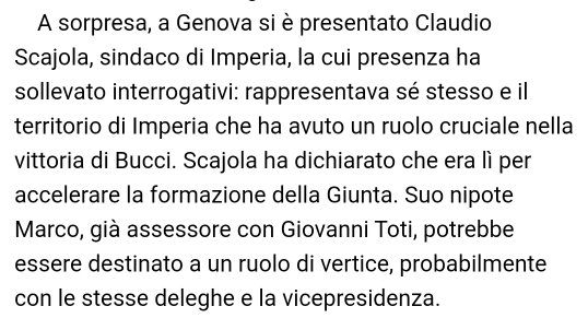 #liguria Spinto dal tengo Ponente (che significa Comuni, Province e famiglia) <a href="/claudio_scajola/">Claudio Scajola</a> ha assunto in prima persona la propria rappresentanza. A sua conoscenza o a sua insaputa nessuno in @FI si agita. I forzisti sono troppo abituati a stare lontani dal potere.<a href="/RegLiguria/">Regione Liguria</a>