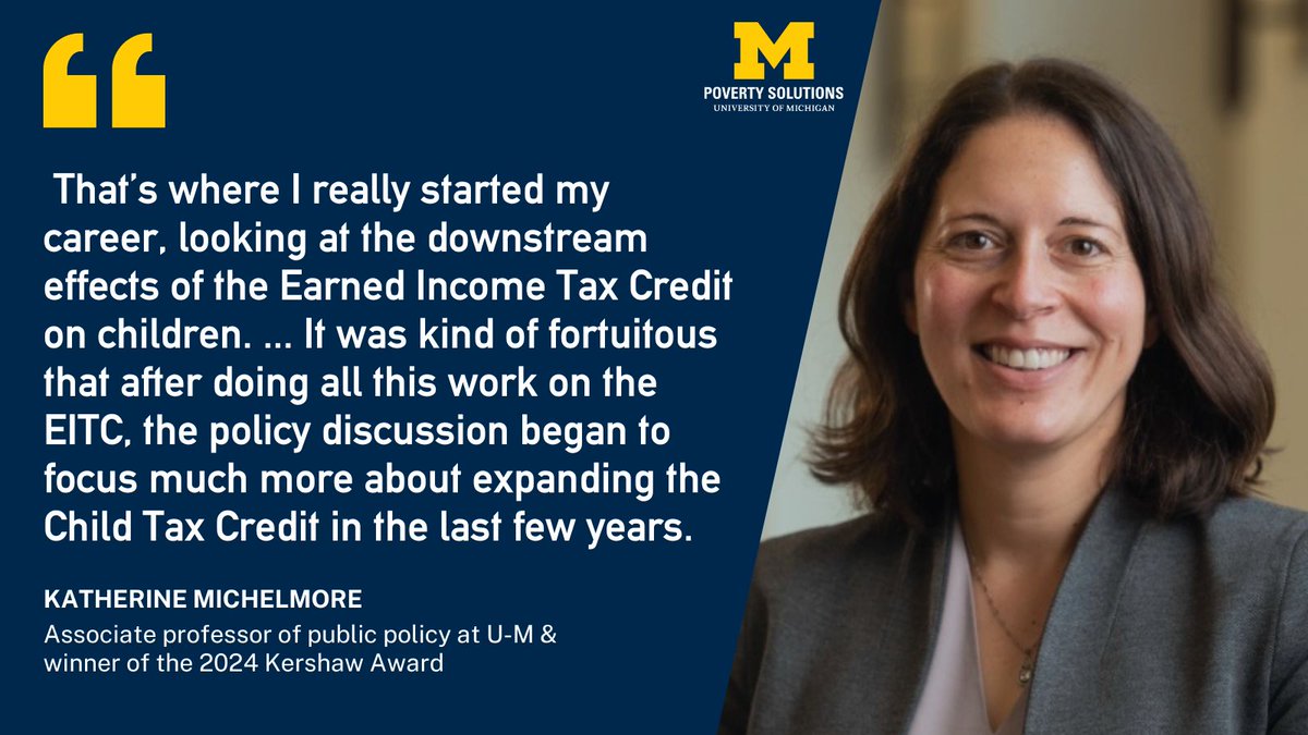 Congratulations to PS faculty affiliate <a href="/michelmorek/">Katherine Michelmore</a> on winning the 2024 Kershaw Award for her contributions as a leading scholar on the social safety net, education policy &amp; labor economics. Read her interview with <a href="/povertynews/">Spotlight on Poverty</a>: myumi.ch/VGW5g <a href="/MathematicaNow/">Mathematica</a> <a href="/APPAM_DC/">APPAM</a>