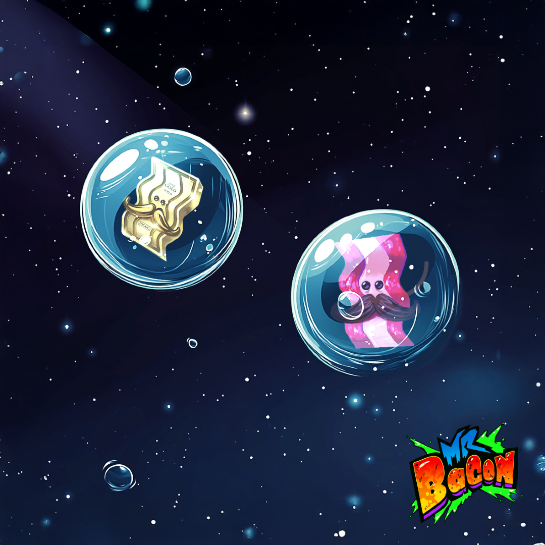 Mr. Bacon begins yet another adventure to find the precious $BACON treasures in the vast space, and he just got eyes on the prize! Get ready for a crispy side quest; let's see if he can keep things sizzling, or he will end up in another saucy situation! Follow us and