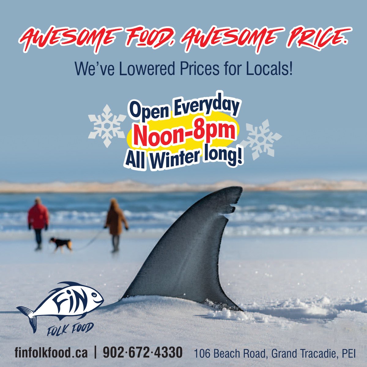 FinFolkFood's tweet image. NOW OPEN EVERYDAY, All Winter Long (Noon- 8PM)! ❄️

AWESOME FOOD, AWESOME PRICES… 💯

Daily Specials and Lower Prices for Locals! 🍽️

#FinFolkFood #tableservice #AwesomeFood #AwesomePrices #OpenEveryday #Blackbush