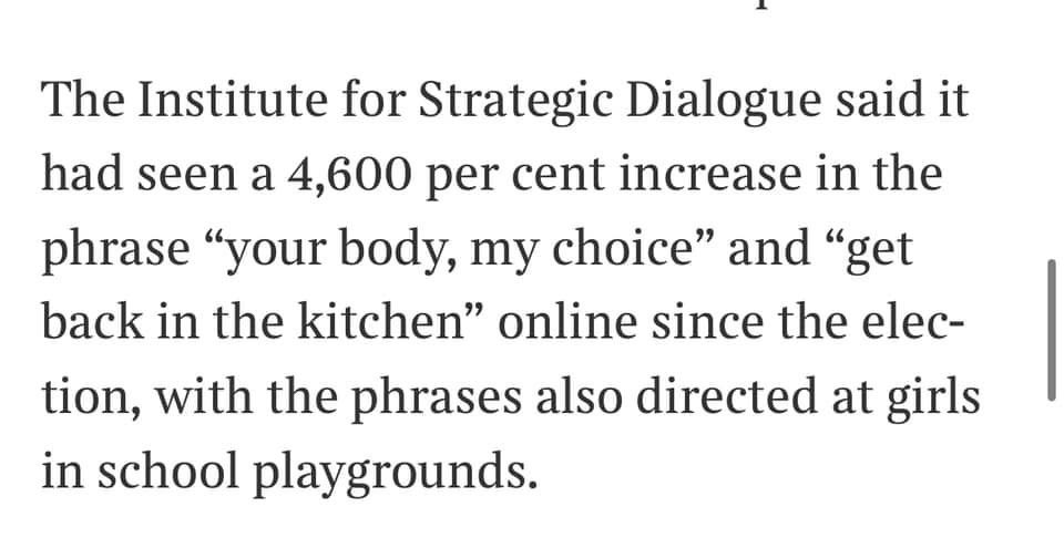 Alarming. Doesn’t take long for online chatter to move to in-person. Clipped from an article in The Times (UK paper)