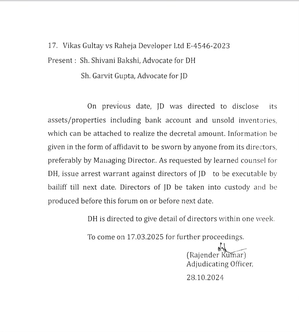 Why even bother? Navin Raheja of #RahejaDevelopers wears these arrest warrants as a badge of honour. Both NCDRC &amp; RERA have issued multiple warrants to no avail. #RahejaRevanta - 280 Case, 150 decrees, complete disregard of the institutions.
#Gurugram #RealEstate