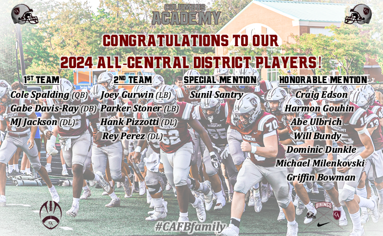 Coach Miller (@cacoachmiller) on Twitter photo S/O to our <a href="/CA__Football/">Columbus Academy FB</a> All-District honorees! <a href="/colespalding1/">Cole Spalding</a> <a href="/gabe_davis5/">Gabe Davis-Ray</a> <a href="/MNJ_Jackson56/">MJ Jackson</a> <a href="/gurwinj25/">Joey Gurwin</a> <a href="/henry_pizzotti/">Henry Pizzotti β26</a> <a href="/reyperez_18/">Reinaldo Perez 4βοΈ β27</a> <a href="/SunilSantry/">Sunil Santry</a> <a href="/craiggo16/">Craig Edson</a> <a href="/HarmonGouhin/">Harmon Gouhin</a> <a href="/abe_ulbrich19/">Abe</a> <a href="/WillBundy123/">Will Bundy</a> <a href="/DunkleDominic/">Dominic Dunkle</a> <a href="/MMil2026/">Michael Milenkovski ('26)</a> <a href="/2008gjb/">Griffin Bowman '27</a> <a href="/CAathperf/">Columbus Academy Athletic Performance</a> <a href="/Vikings2College/">Academy College Counseling</a> <a href="/AcademyVikings/">Columbus Academy Vikings</a> S/O to our <a href="/CA__Football/">Columbus Academy FB</a> All-District honorees! <a href="/colespalding1/">Cole Spalding</a> <a href="/gabe_davis5/">Gabe Davis-Ray</a> <a href="/MNJ_Jackson56/">MJ Jackson</a> <a href="/gurwinj25/">Joey Gurwin</a> <a href="/henry_pizzotti/">Henry Pizzotti β26</a> <a href="/reyperez_18/">Reinaldo Perez 4βοΈ β27</a> <a href="/SunilSantry/">Sunil Santry</a> <a href="/craiggo16/">Craig Edson</a> <a href="/HarmonGouhin/">Harmon Gouhin</a> <a href="/abe_ulbrich19/">Abe</a> <a href="/WillBundy123/">Will Bundy</a> <a href="/DunkleDominic/">Dominic Dunkle</a> <a href="/MMil2026/">Michael Milenkovski ('26)</a> <a href="/2008gjb/">Griffin Bowman '27</a> <a href="/CAathperf/">Columbus Academy Athletic Performance</a> <a href="/Vikings2College/">Academy College Counseling</a> <a href="/AcademyVikings/">Columbus Academy Vikings</a>