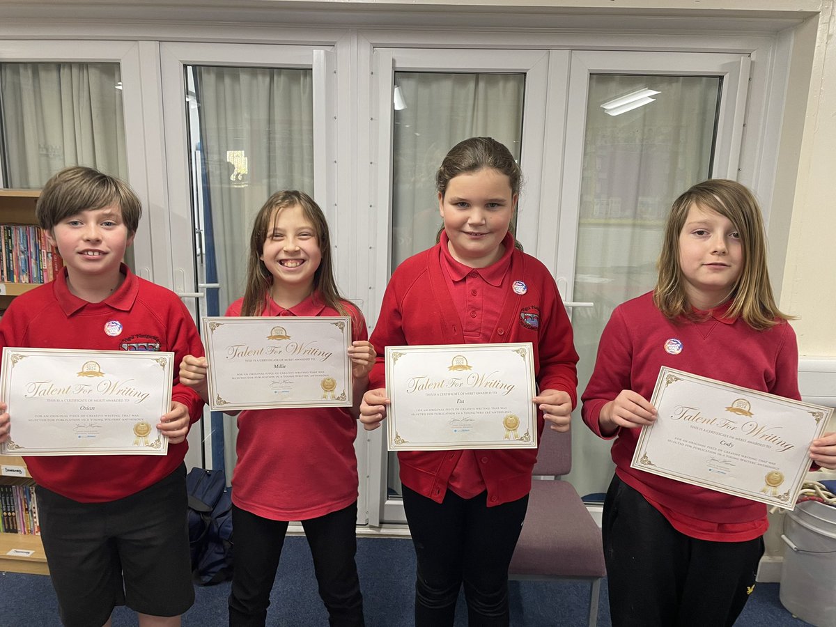 Llongyfarchiadau i aelodau Bl 6 sydd wedi cael eu gwaith wedi cyhoeddi yn Wonderverse - Amazing Creations"! <a href="/YoungWritersCW/">Young Writers</a> Congratulations to these 4 from year 6!   We look forward to seeing their poems being published.