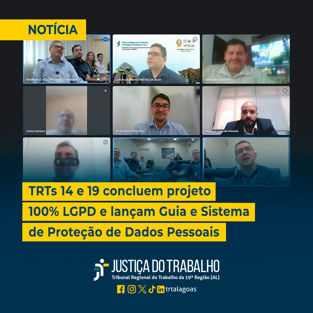 TRTAlagoas's tweet image. Parceria entre os Tribunais fortalece a segurança e a transparência no tratamento de dados pessoais

🖥️ LEIA A MATÉRIA: site.trt19.jus.br/noticia/trts-1…

#LGPD #Guia #Sistema #ProteçãoDeDadosPessoais #TRT14 #TRT10 #JustiçaDoTrabalho