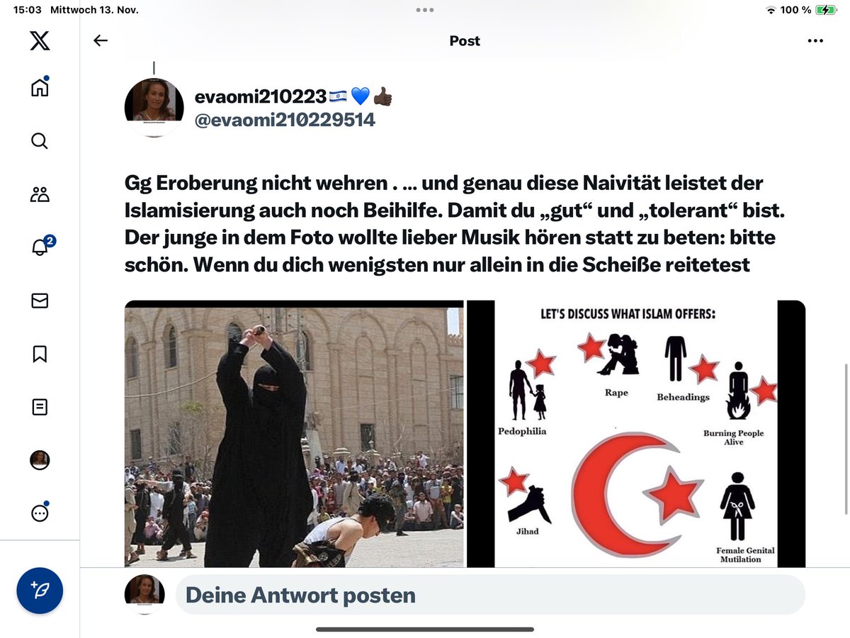 evaomi210223's tweet photo. @niusde_ @PackerlFotzn WELCOME TO THE #CALIFATE. 
Die Islamisierung - seit 1500 Jahren das Ziel - wird nicht mehr bekämpft, sondern unterstützt. 😡😢🤮🇩🇪💙🇮🇱 https://t.co/9H6GQVQrBX