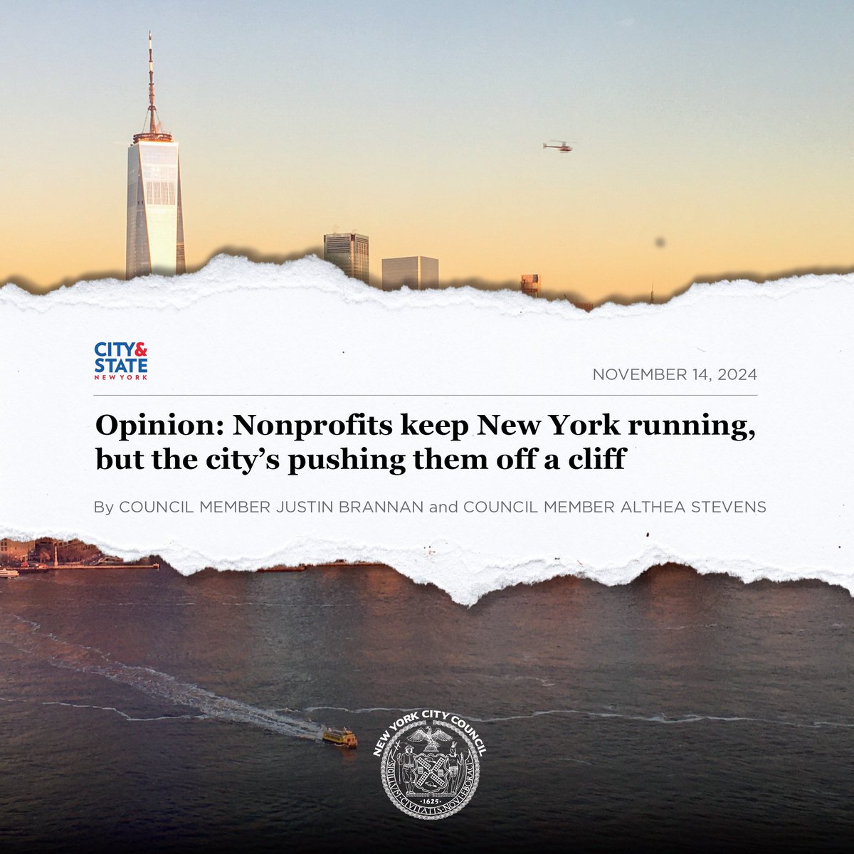 "Over 90% of [nonprofit] organizations report significant payment delays, amounting to a staggering $365M in outstanding payments. Two nonprofits that provide critical social services and housing assistance to New Yorkers are owed an estimated $53M alone."

In an op-ed for